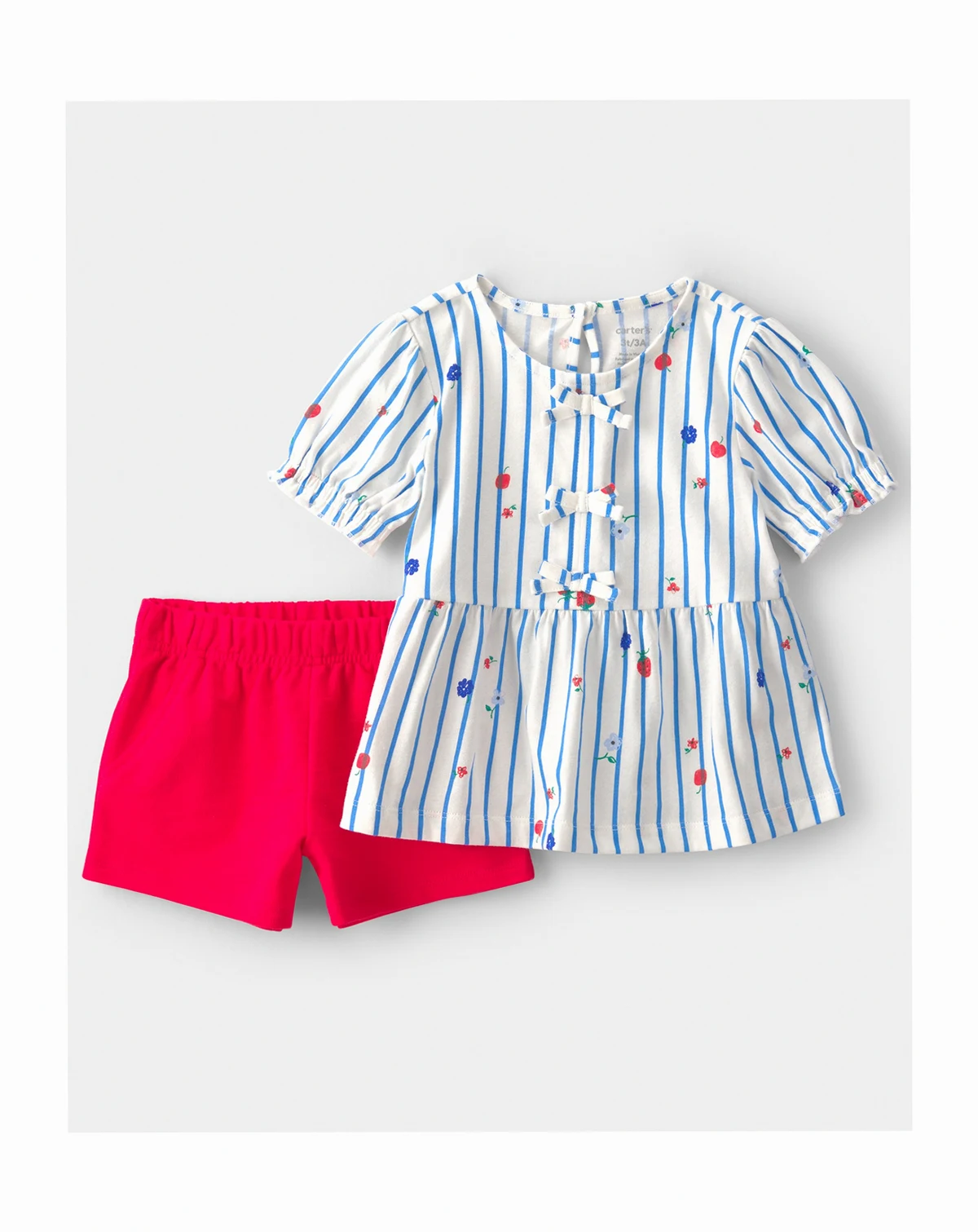 Girls' Toddler 2T-5T Strawberry Printed Top and Shorts, 2-Piece Set