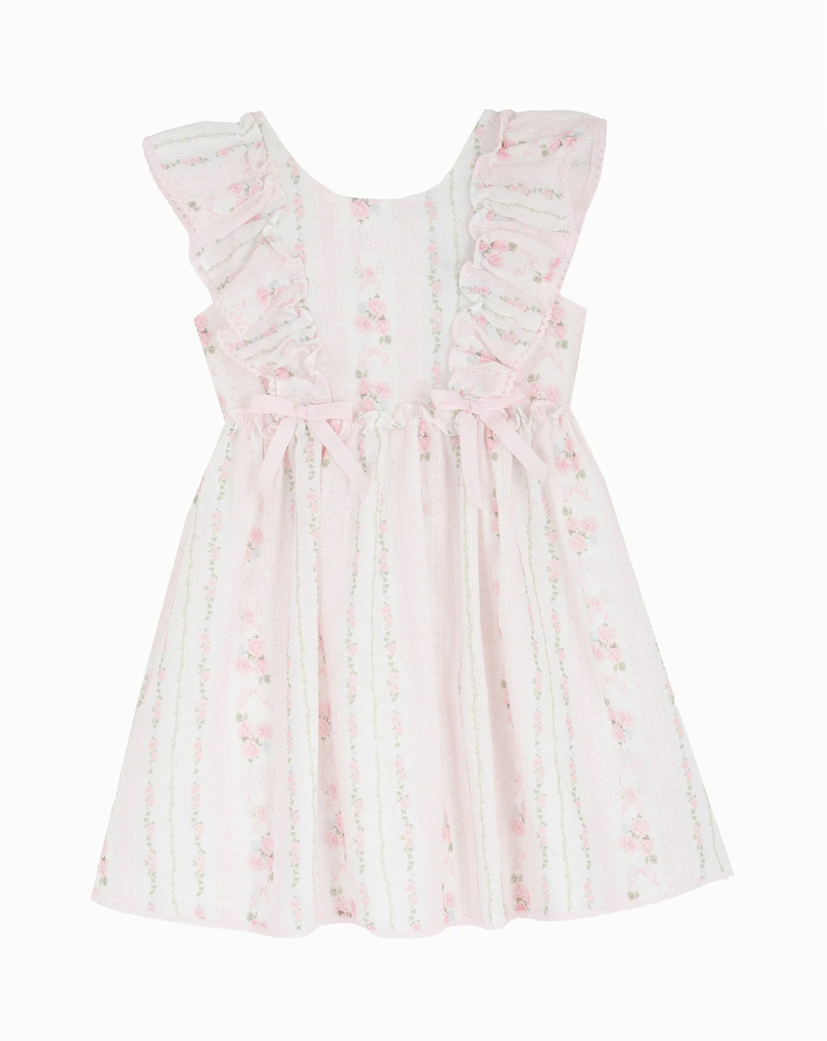Girls' 2T-6X Bunny Print Round Neck Flared Dress
