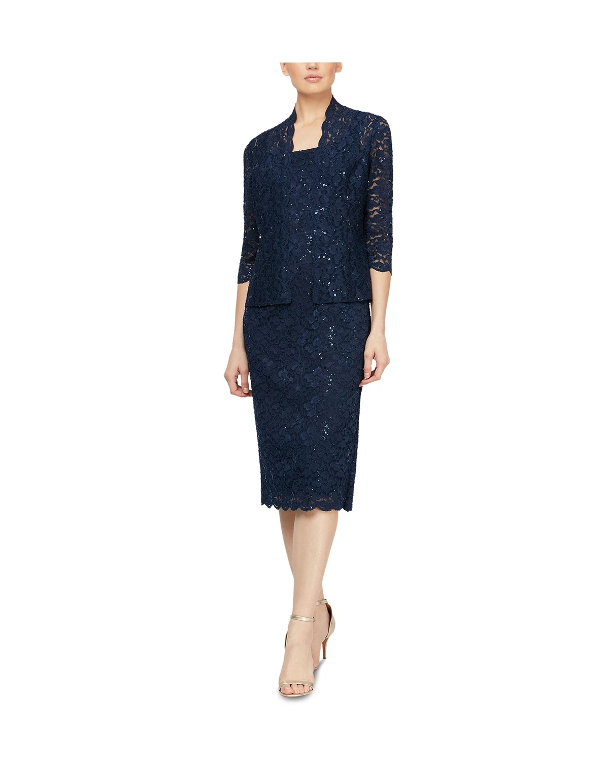 Women's 2-Pc. Lace Jacket & Midi Dress Set