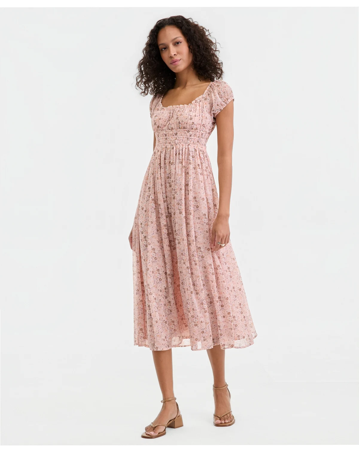 Women's Smocked Floral Midi Dress