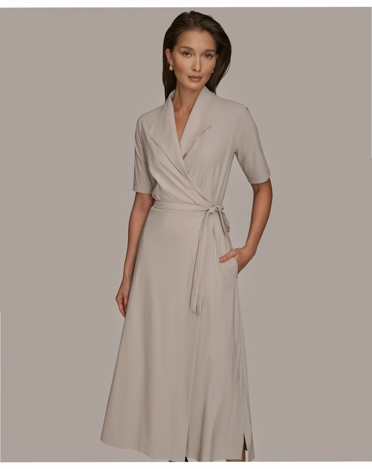 Women's 4-way Stretch Knit Elbow-Sleeve Collared Polo Dress