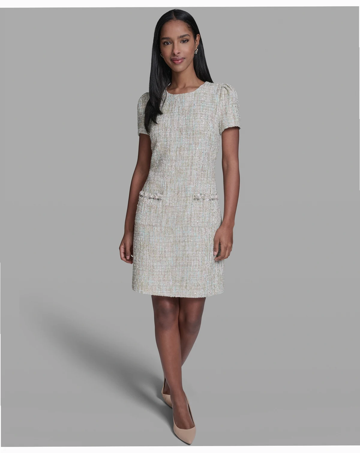 Women's Sequined Textured Crewneck Dress