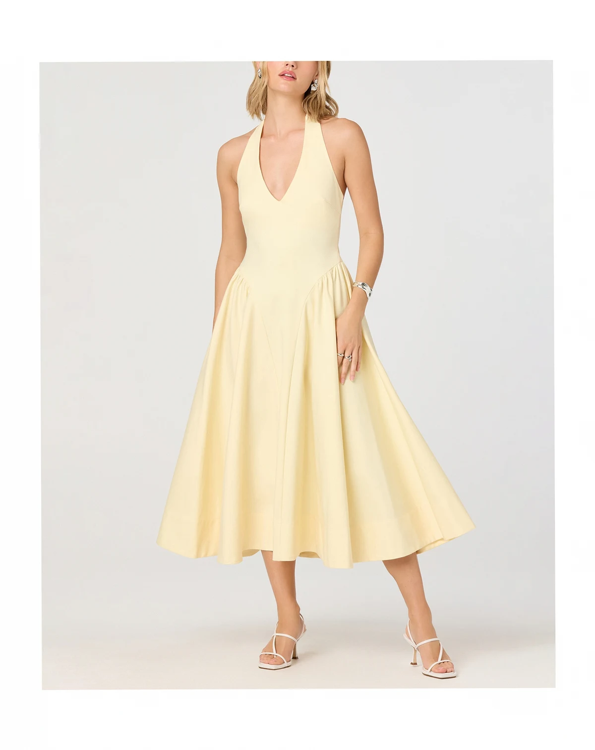 Women's Basque Waist V-Neck Dress