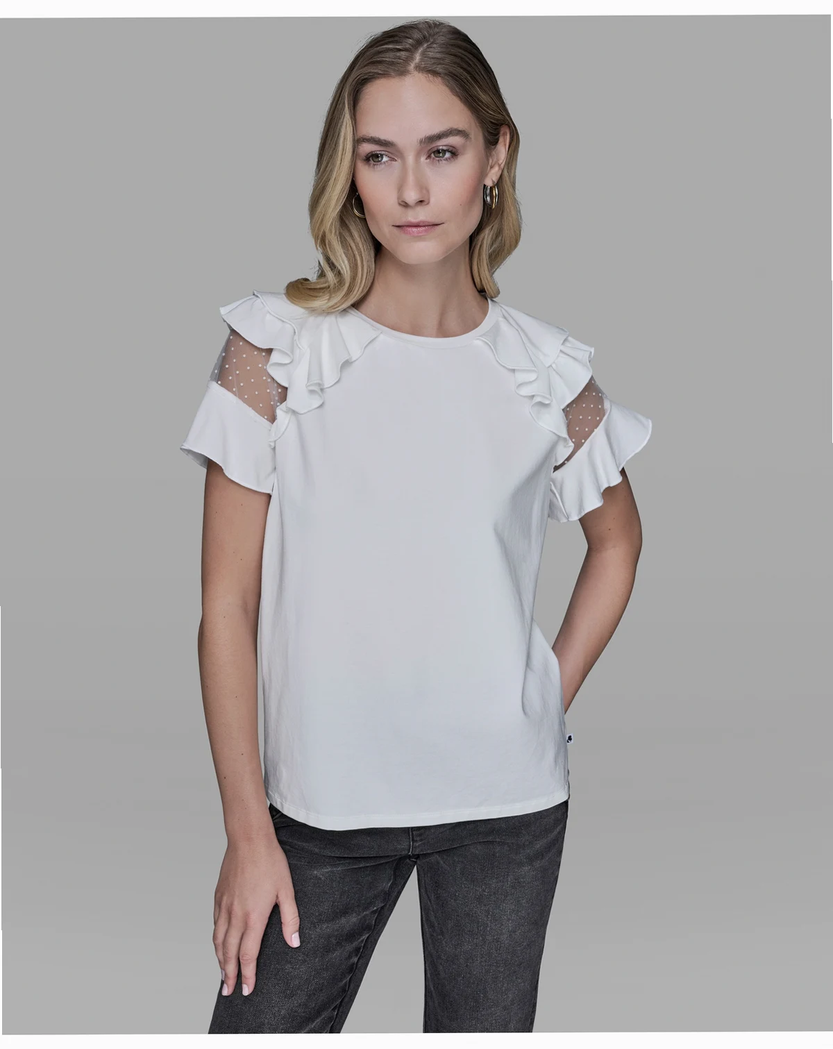 Women's Ruffle-Sleeve Pull-On Top