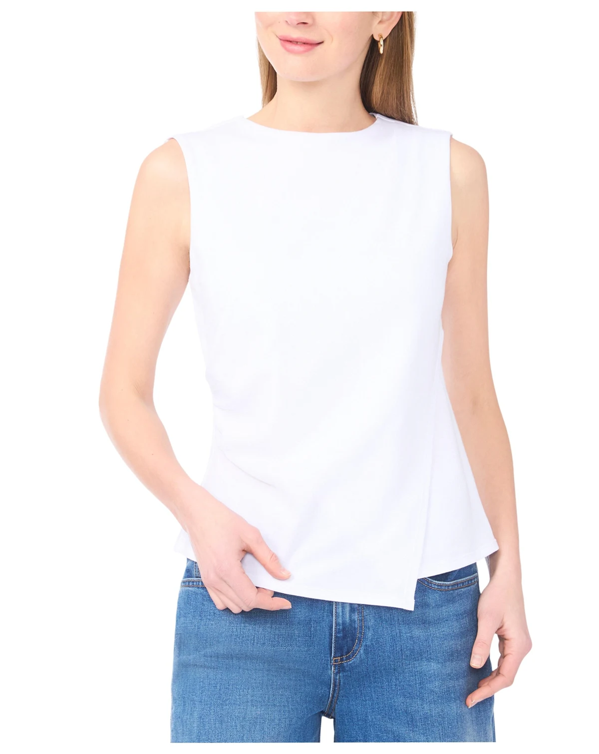 Women's Mock Neck Asymmetrical Knit Blouse Top