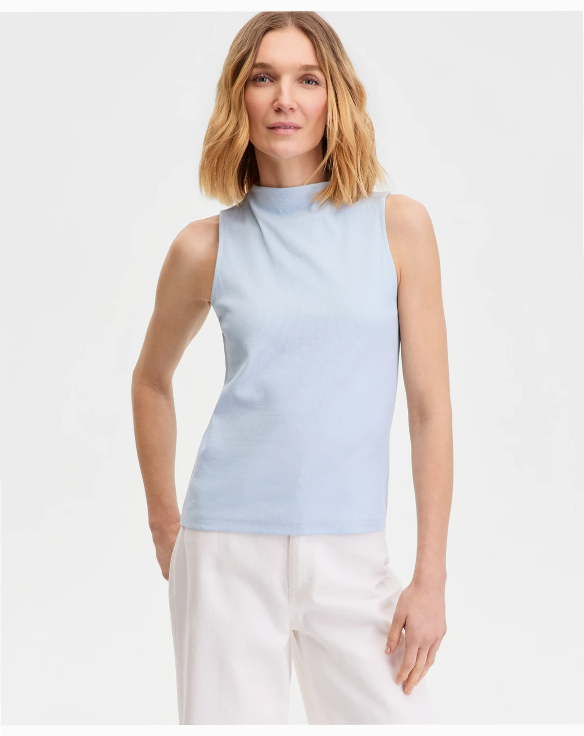 Women's High-Neck Rib-Knit Sleeveless Top, Macy's Exclusive