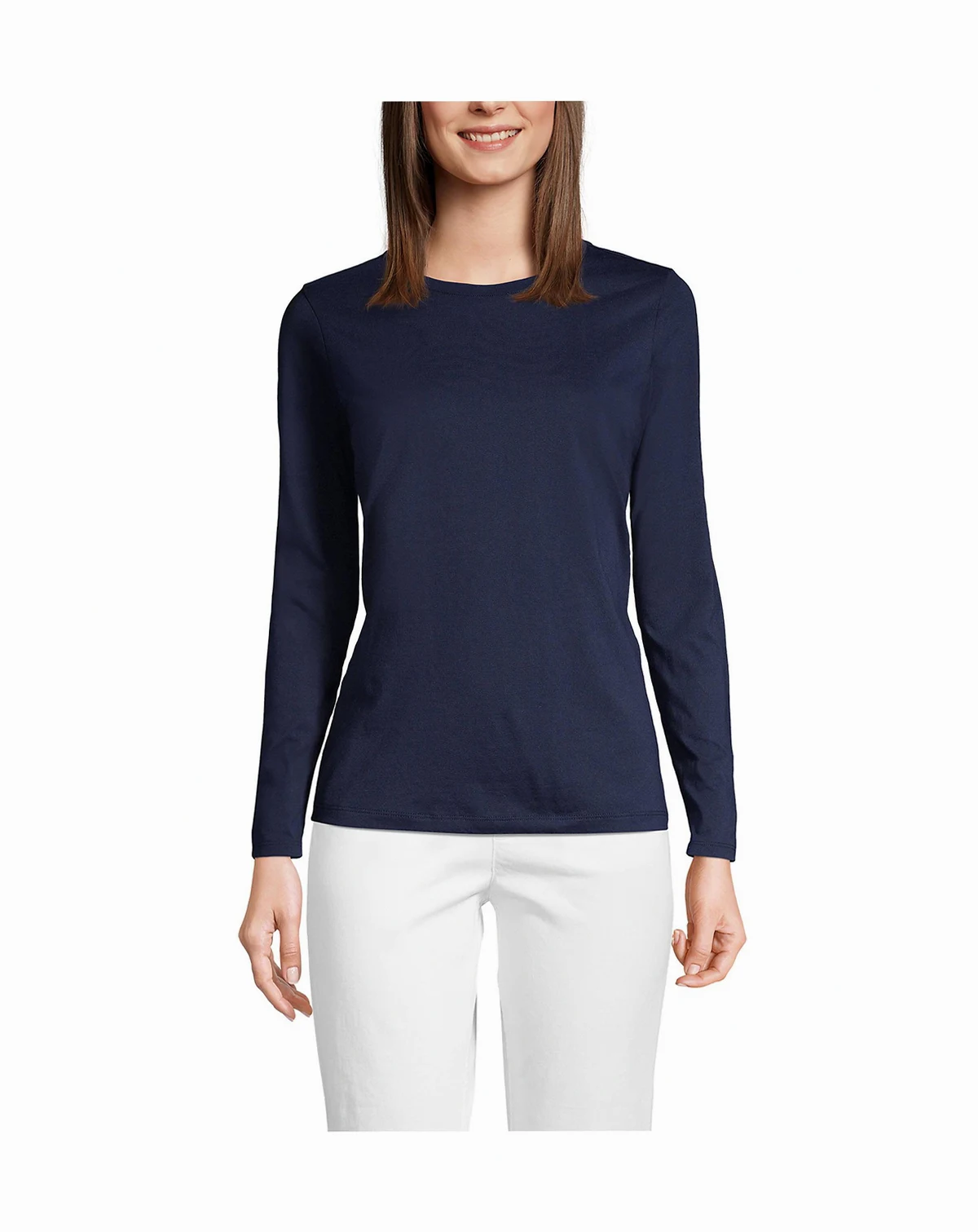 Women's Supima Cotton Relaxed Long Sleeve Crew Neck T-Shirt