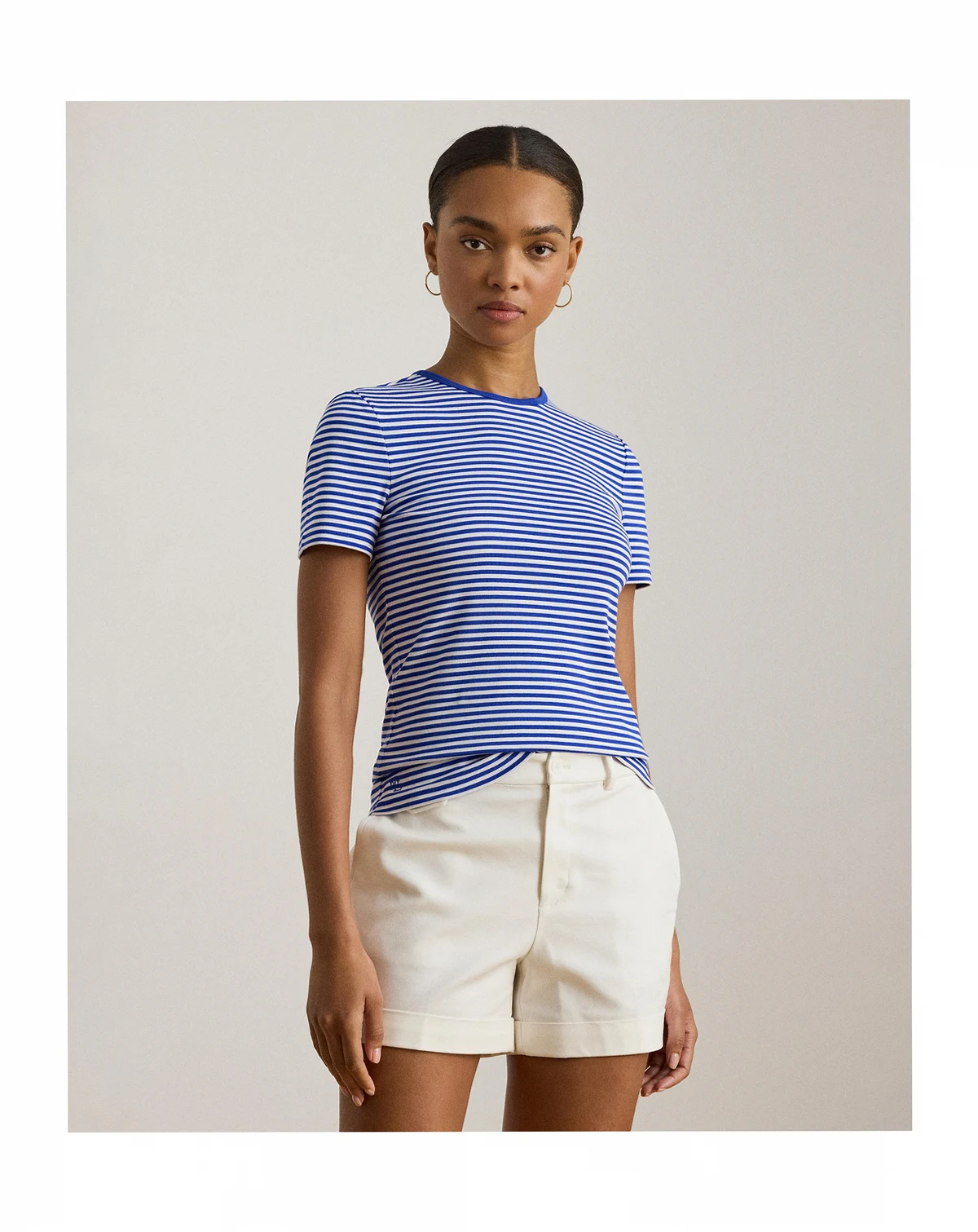Women's Striped Short-Sleeve Crew Neck T-Shirt