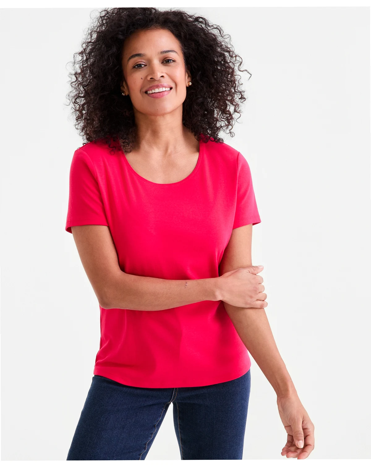 Women's Cotton Short-Sleeve Scoop-Neck Top, Created for Macy's