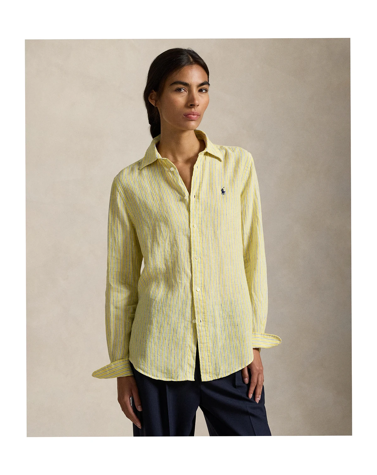 Women's Classic Fit Striped Linen Shirt