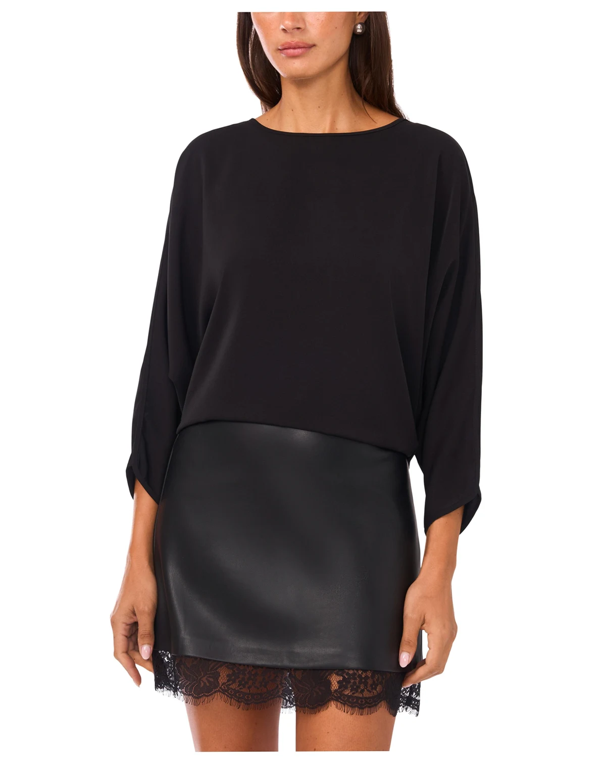 Women's Dolman 3/4-Sleeve Round Neck Top