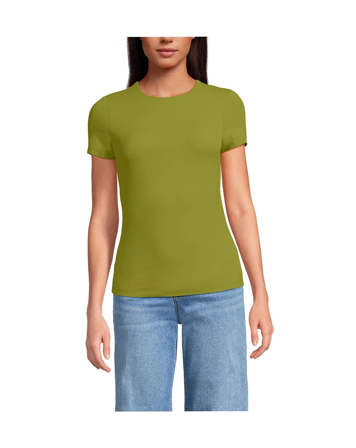 Women's Short Sleeve Tugless Double Layer Crew Neck Knit Top