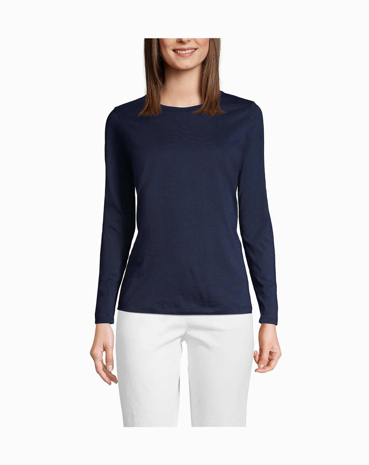 Women's Relaxed Supima Cotton Long Sleeve Crew Neck T-Shirt