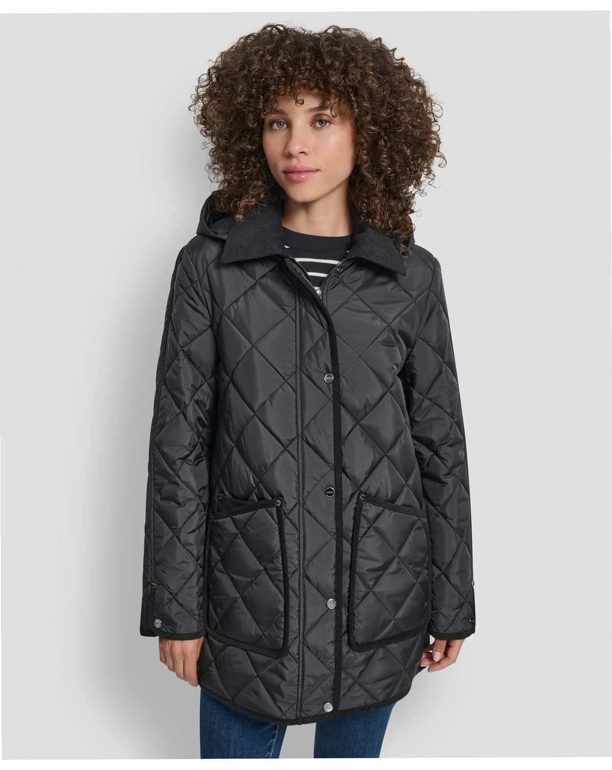 Women's Corduroy Collar Hooded Quilted Coat