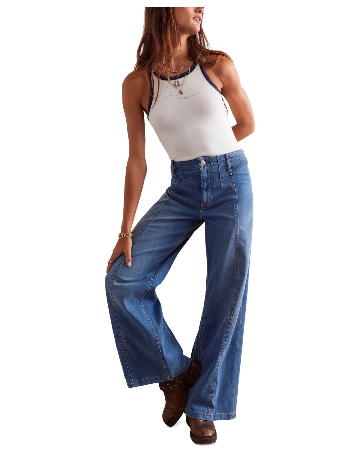 Women's Libre Front-Seam Wide-Leg Jeans