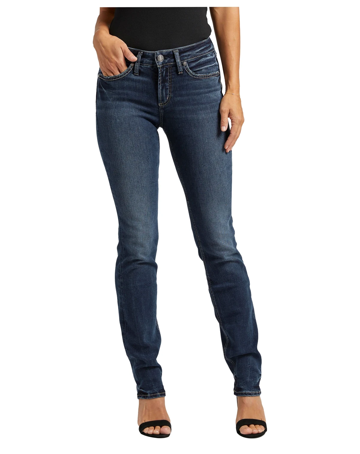 Suki Curvy Mid Rise Straight-Leg Jeans