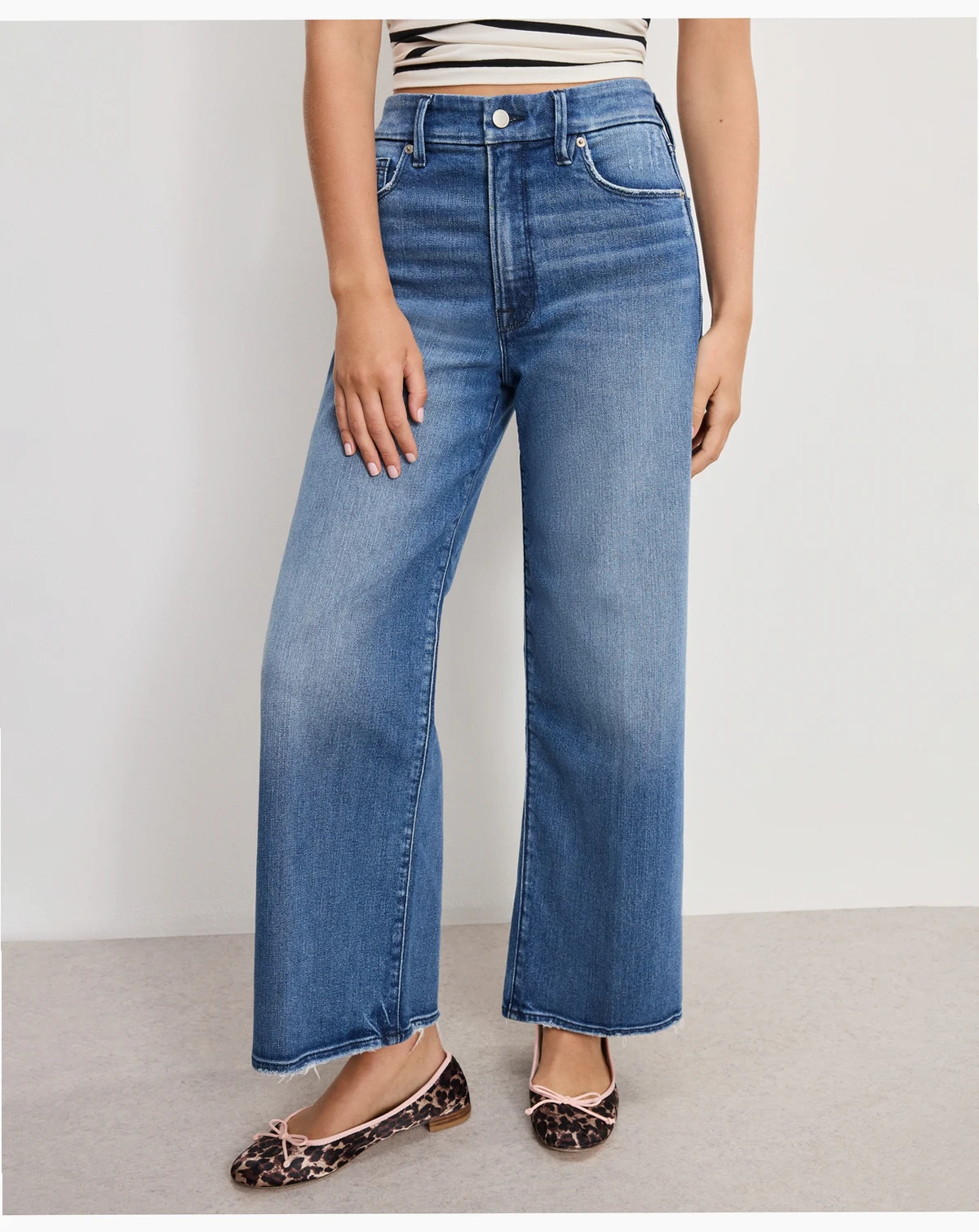 Women's Good Waist Palazzo Cropped Jeans, Regular & Plus Size