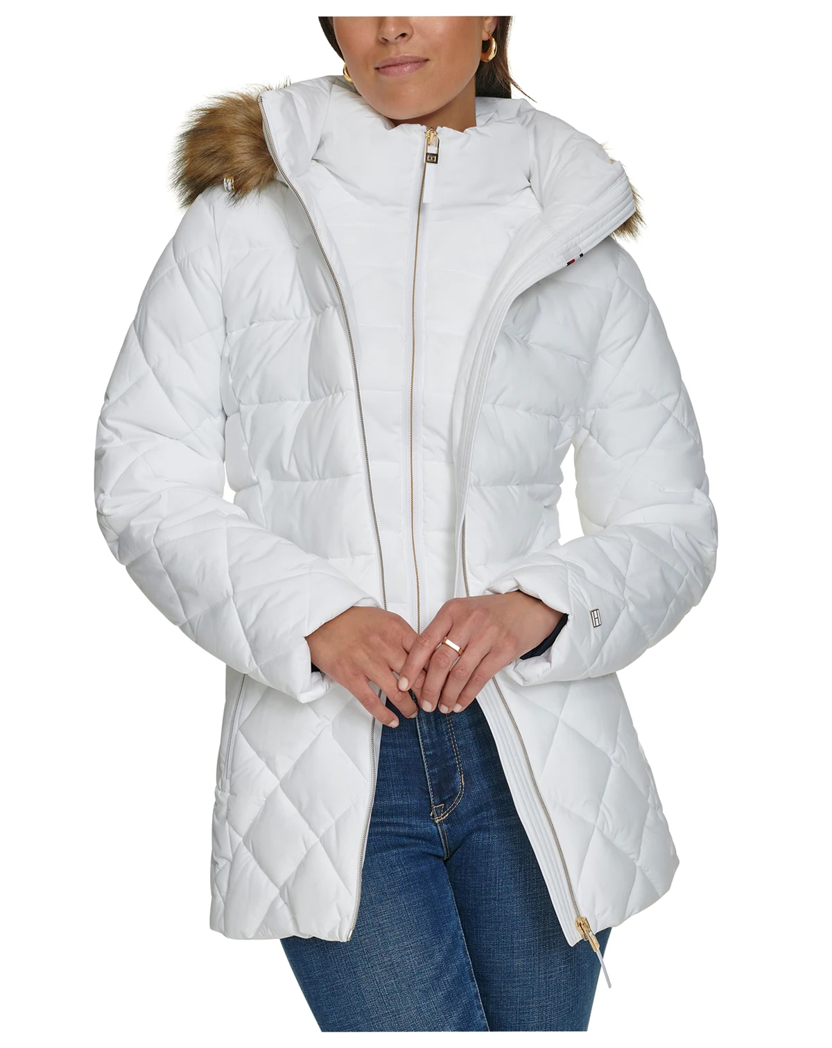Women's Bibbed Faux-Fur-Trim Hooded Puffer Coat, Created for Macy's