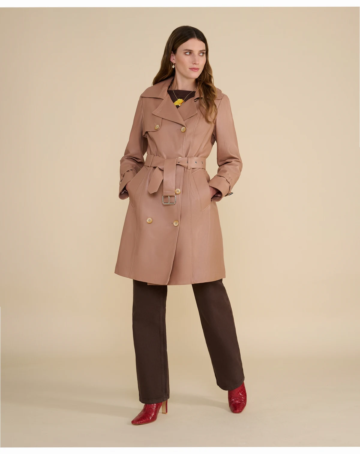 Women's Leather Trench Coat, Created for Macy's