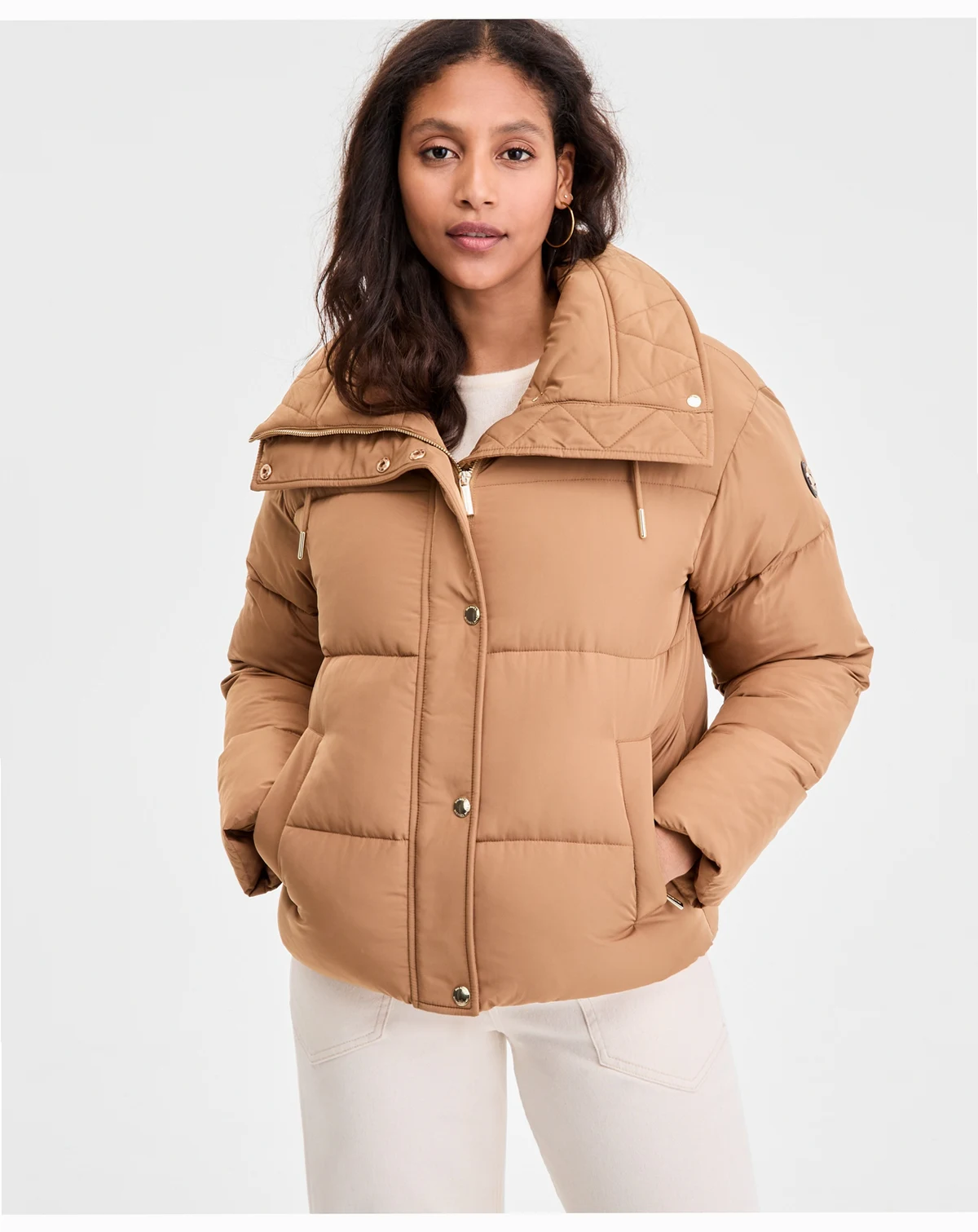 Women's Drawstring-Collar Puffer Coat