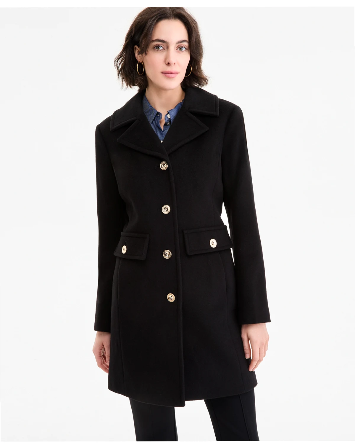 Women's Collared Button-Front Coat, Exclusively at Macy's