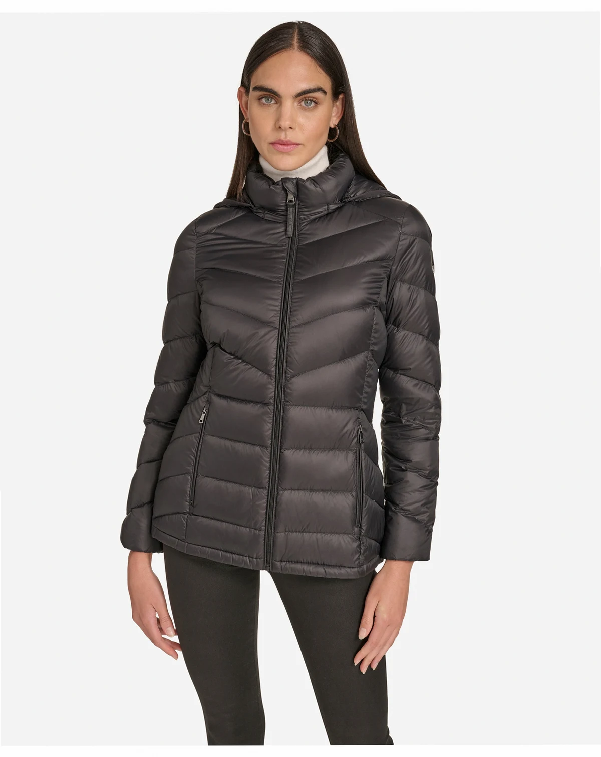 Women's Short Faux Fur Collar Puffer Jacket