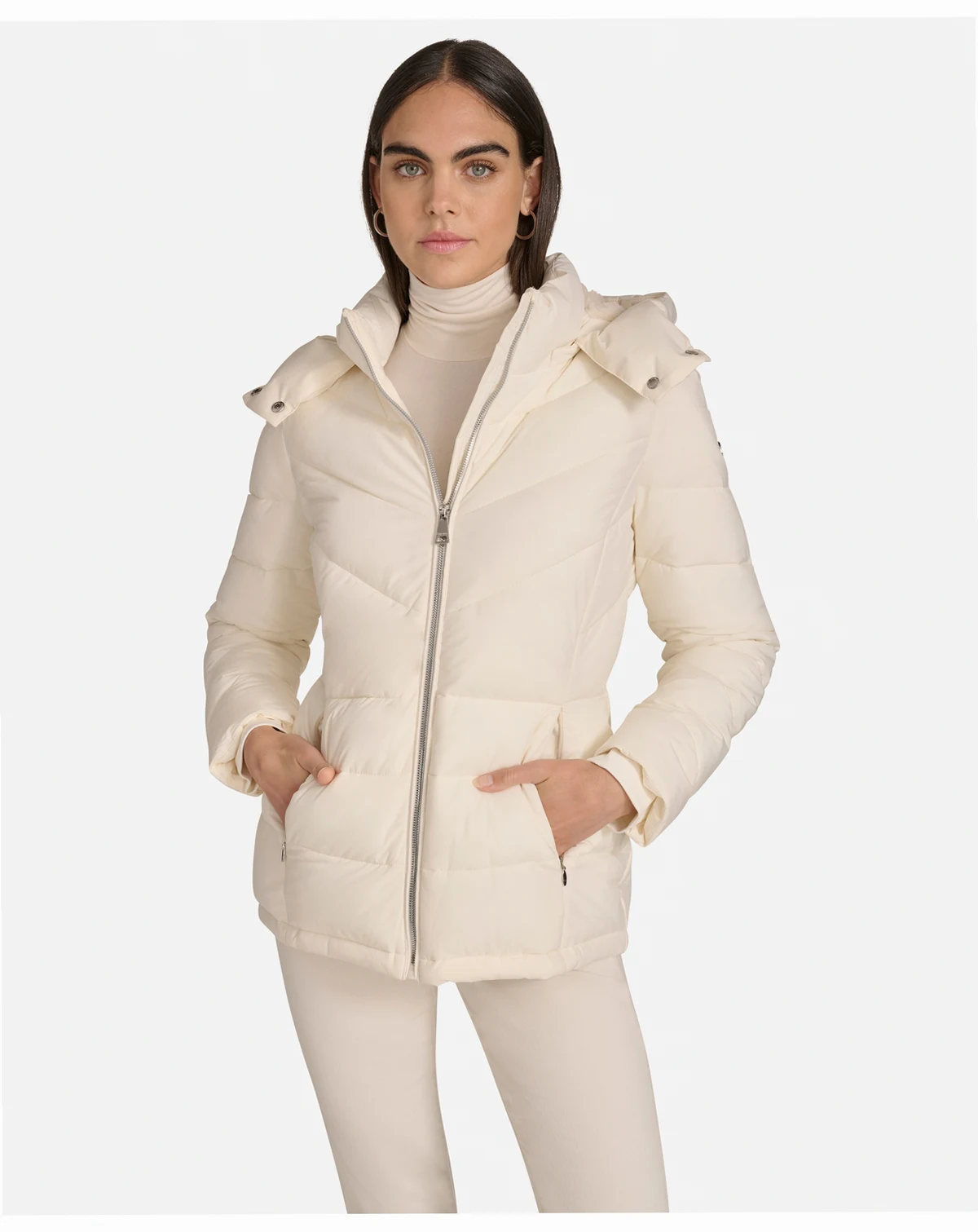 Women's Short Zip Front Puffer Jacket