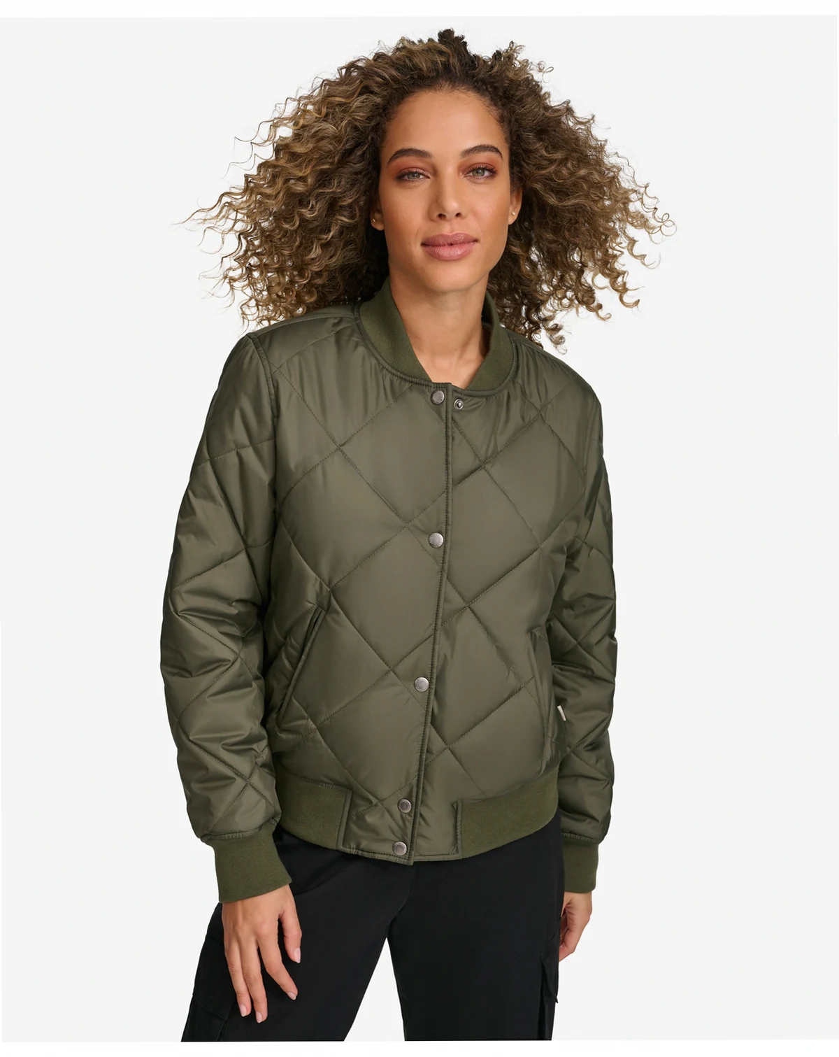 Women's Regular Diamond Quilted Sherpa Lined Bomber Jacket