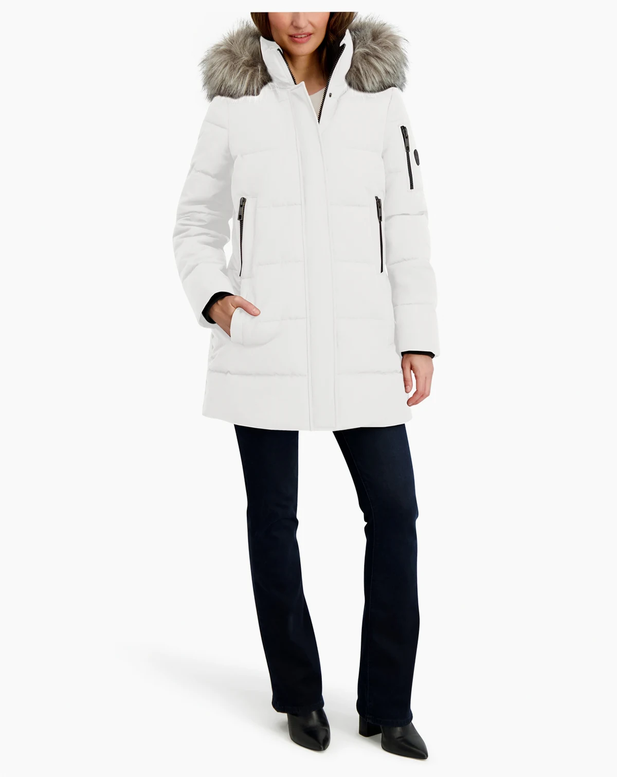 Women's Faux-Fur-Trim Hooded Puffer Coat