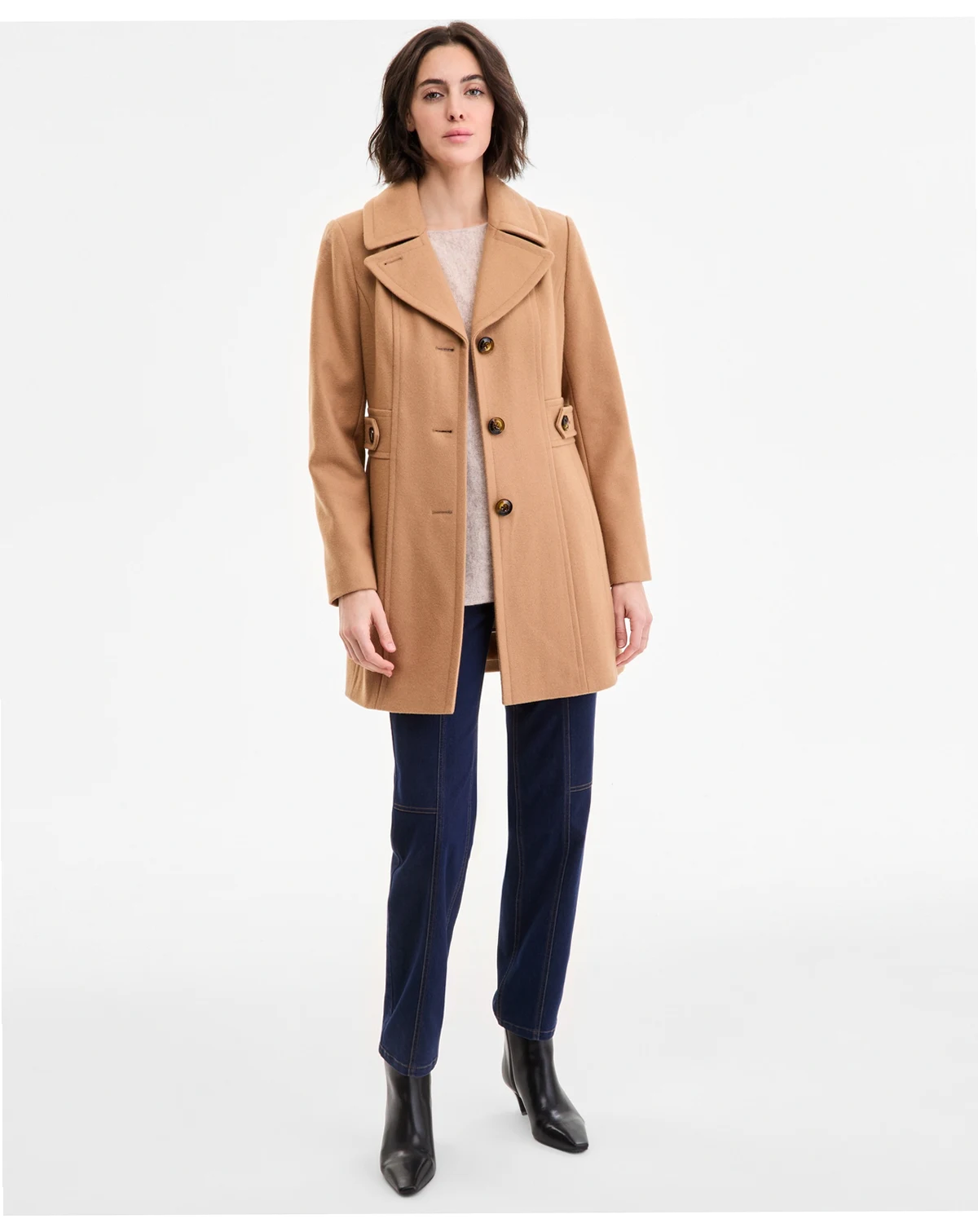 Women's Single-Breasted Notched-Collar Peacoat