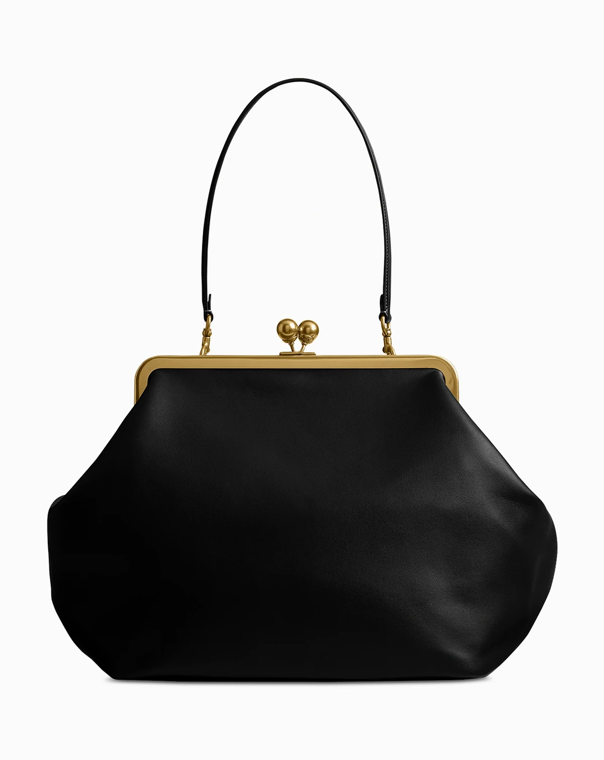 Kisslock Large Leather Frame Bag