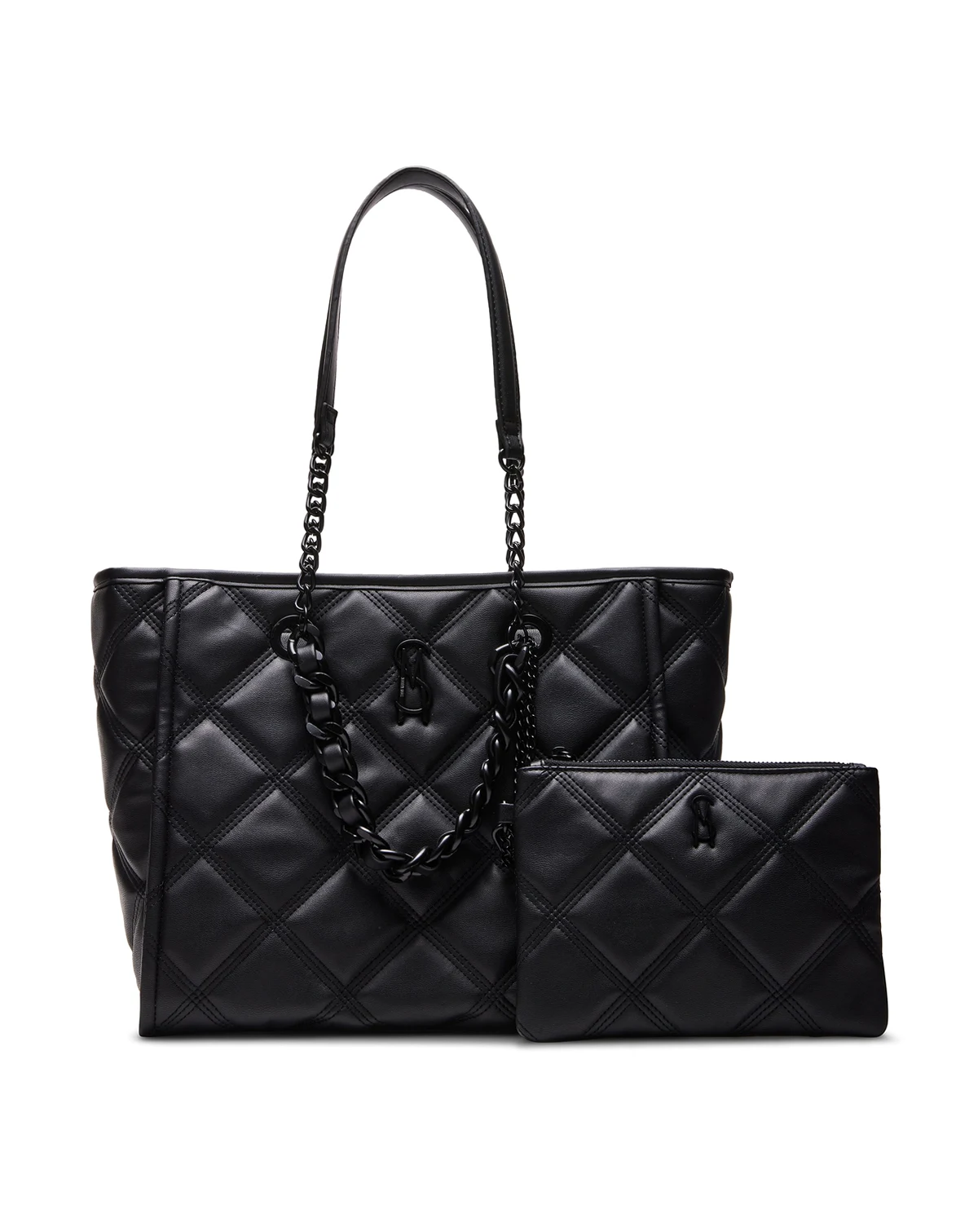 Katt Faux Leather Quilted Tote with Pouch