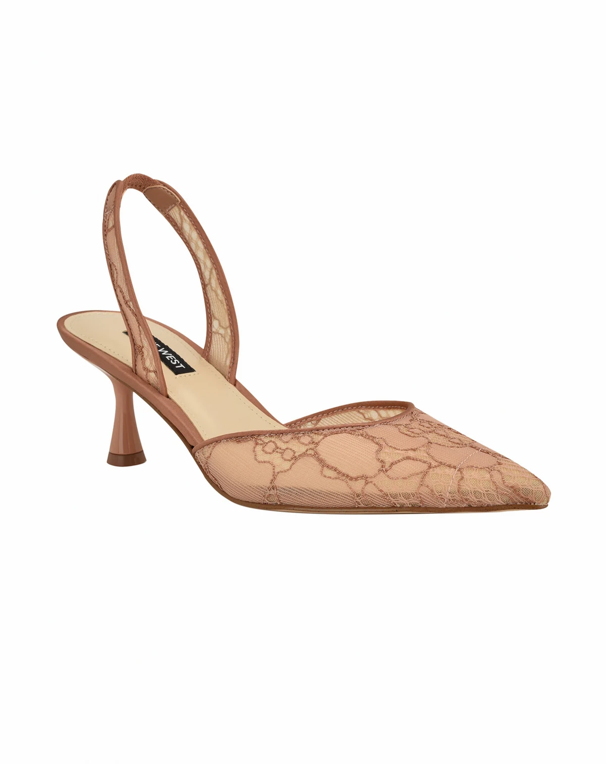 Women's Rizze Lace Mesh Slingback Kitten Heel Pumps