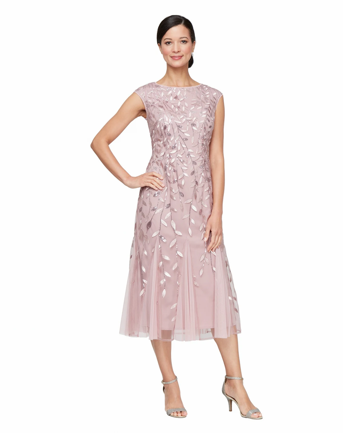 Petite Embroidered Midi Dress