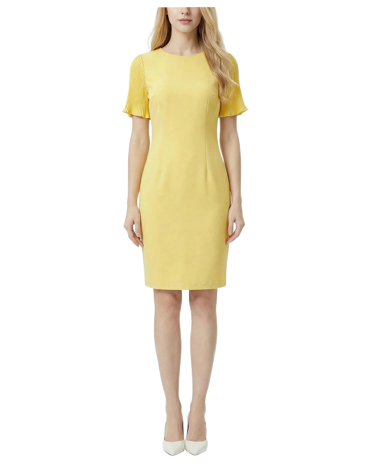 Petite Pleated Short-Sleeve Dress