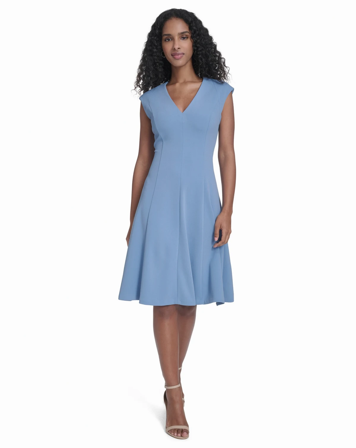 Women's Crepe V-Neck Midi Dress