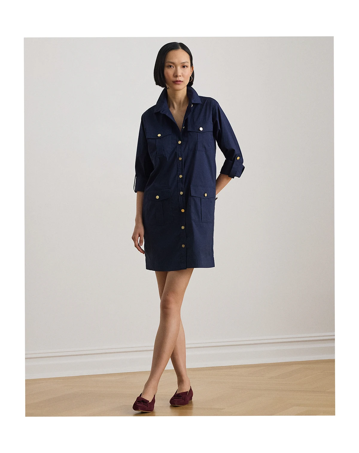 Petite Roll Tab Sleeve Shirtdress