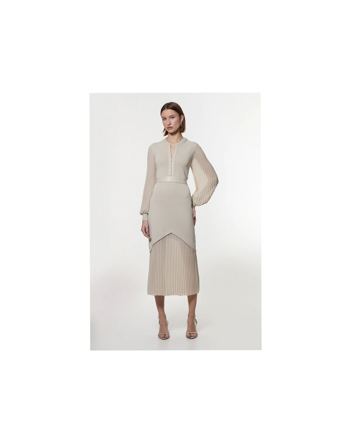 Women's Woven Sleeved Pleated Dress