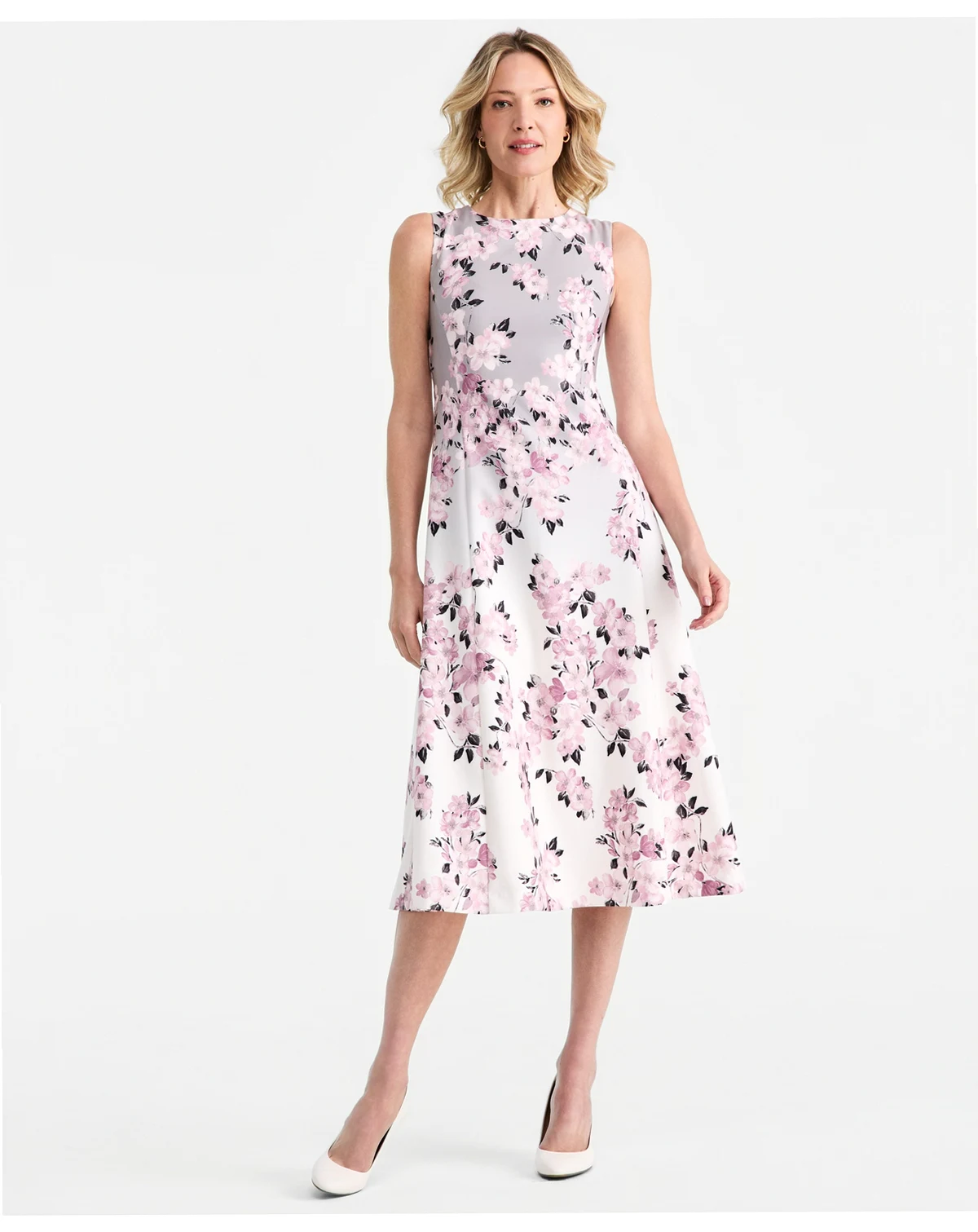 Petite Sleeveless Crew Neck Dress