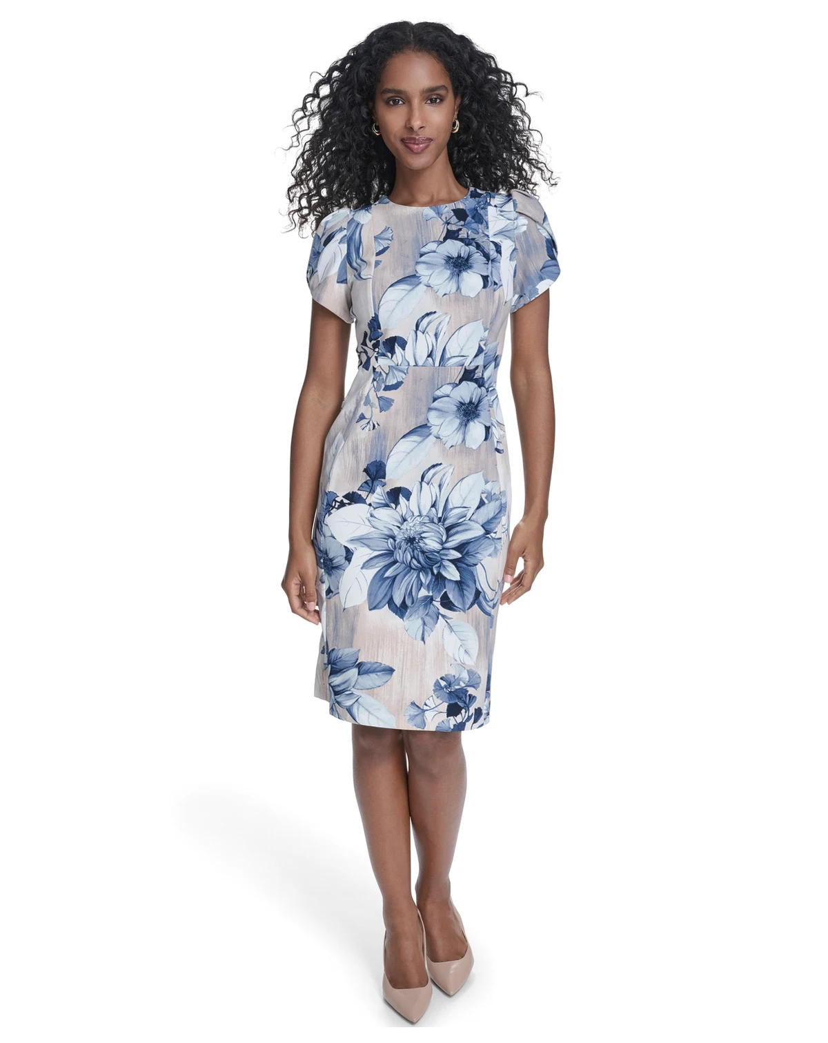 Women's Printed Tulip Short-Sleeve Sheath Dress