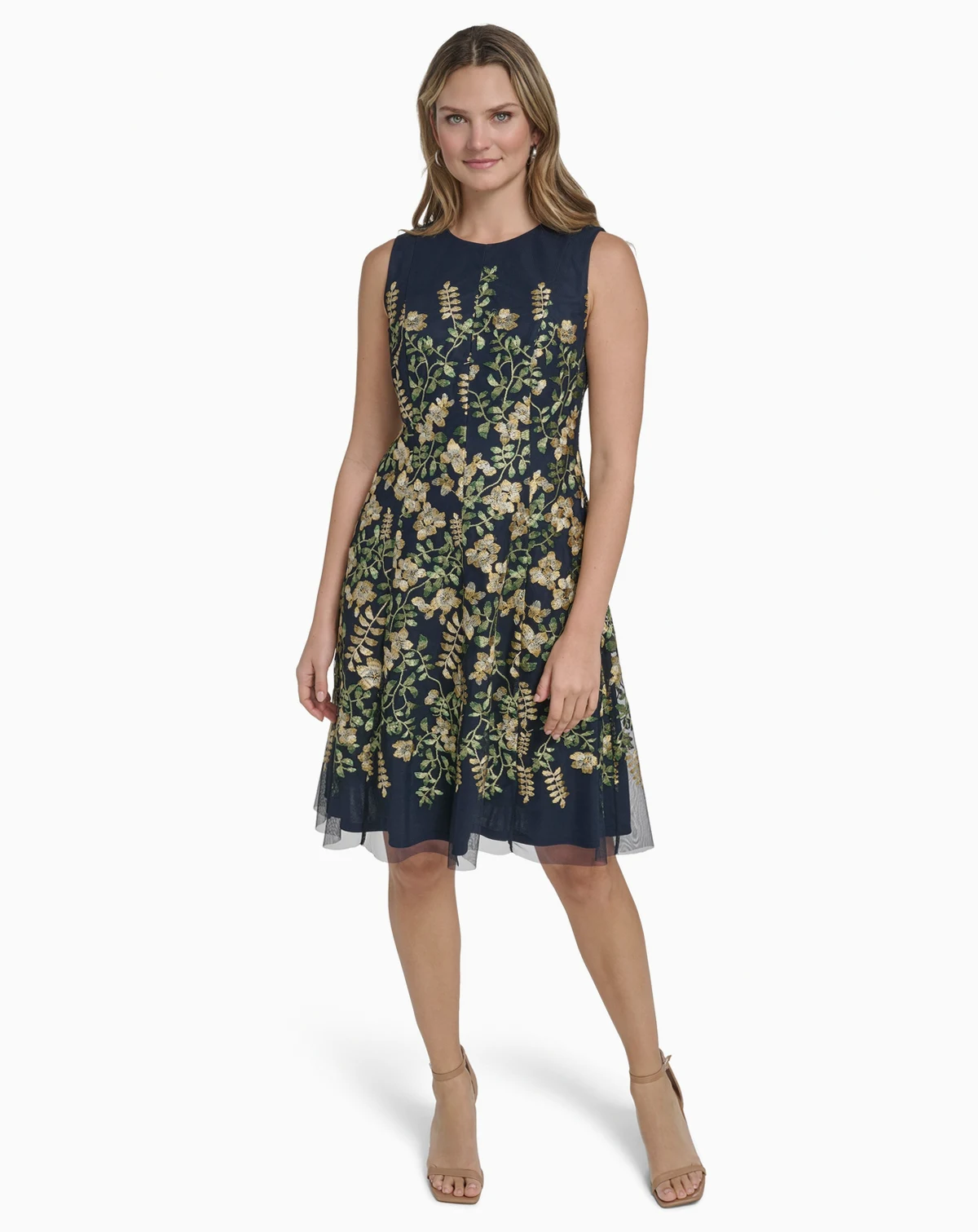 Petite Sleeveless Jewel Neck Midi Dress