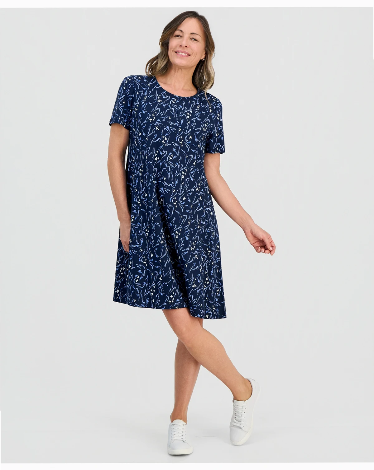 Petite Printed Short-Sleeve T-Shirt Dress, Macy's Exclusive