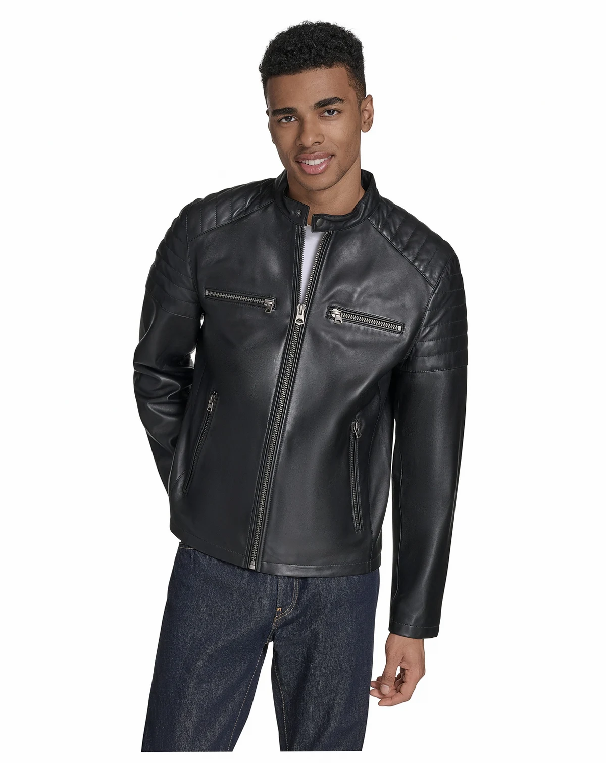 Men's Leather Racer Jacket
