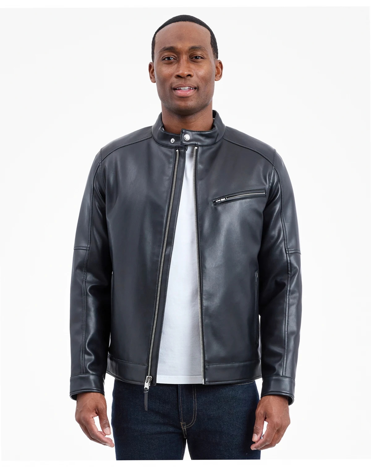 Men's Faux Leather Moto Jacket