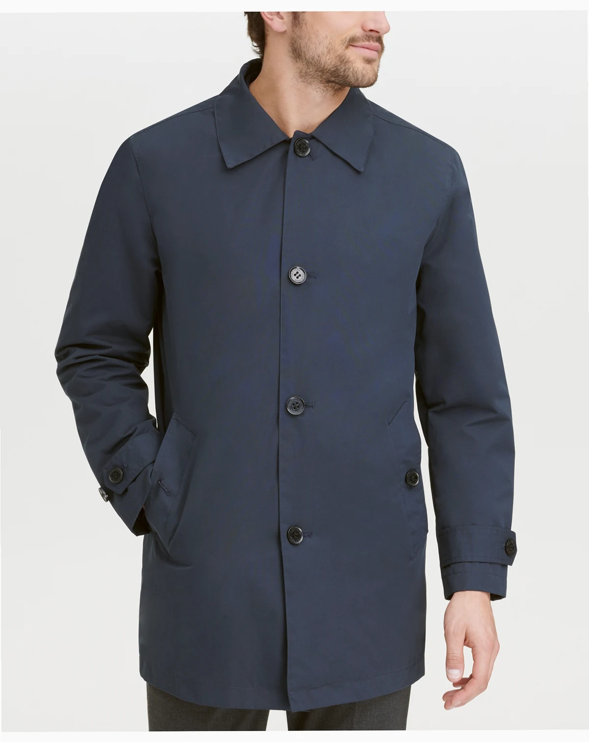 Men's Button-Front Water Resistant Rain Coat