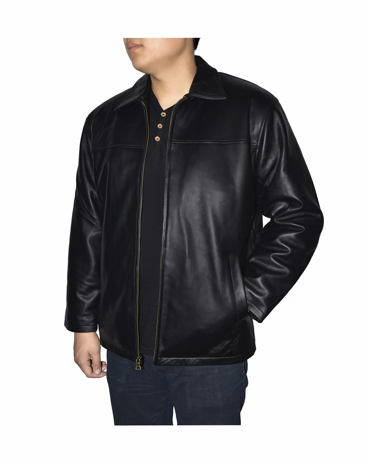 Retro Leather Men's Full Zip Jacket