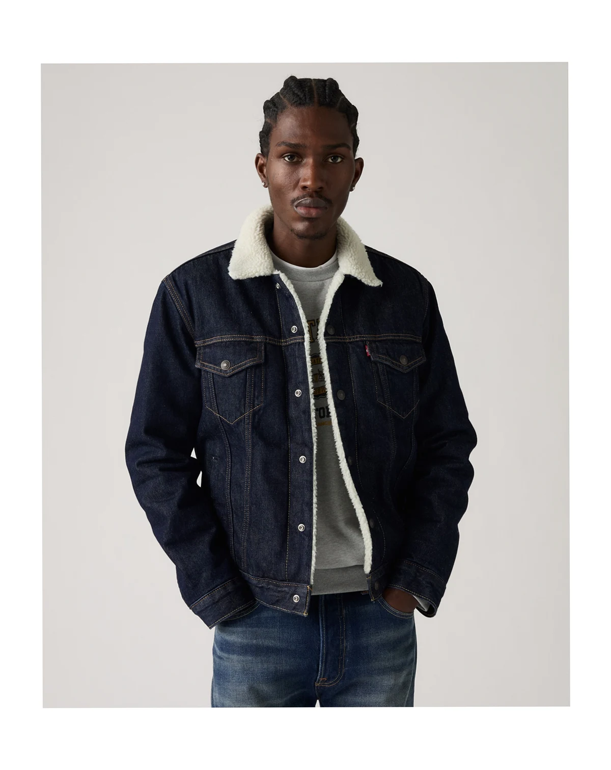 Men's Regular Fit Sherpa Denim Trucker Jacket