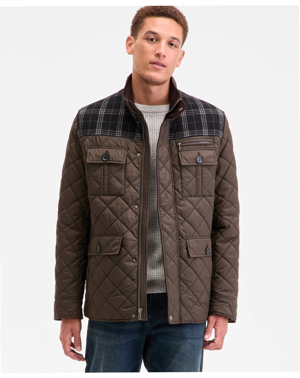 Men's Mixed Media Quilted Jacket