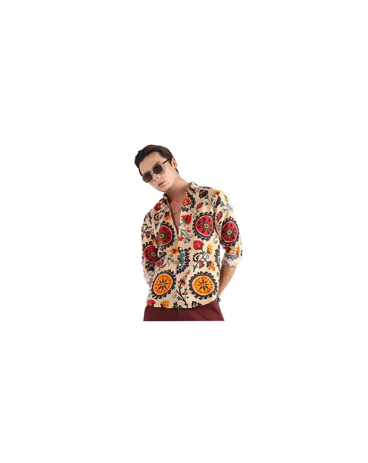Men's Multicolour Ethnic Floral Shirt