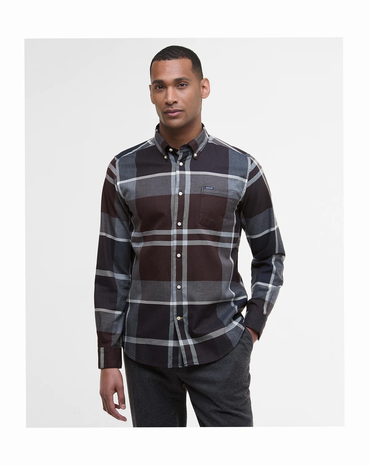 Men's Dunoon Tailored-Fit Tartan Button-Down Twill Shirt